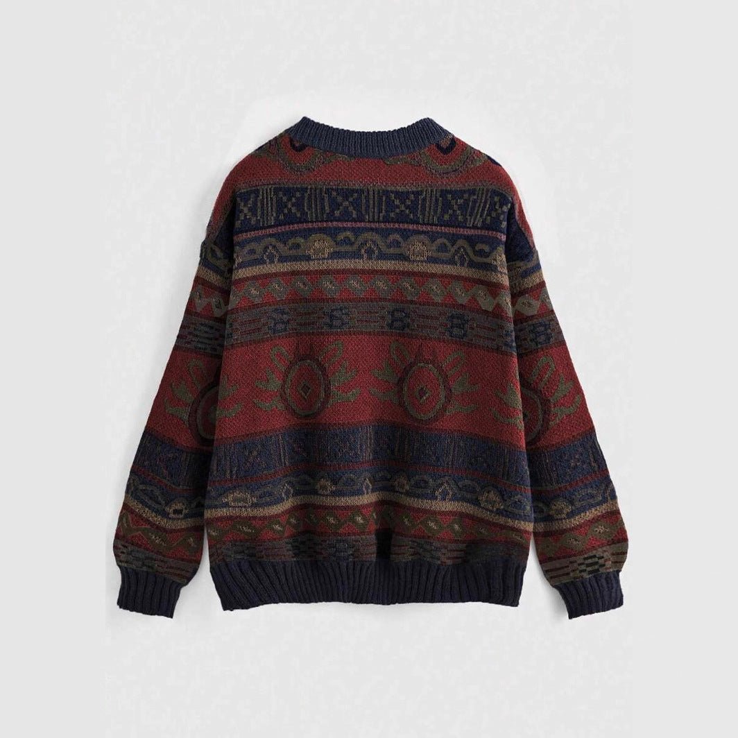 Damen lässiger Pullover mit vielfältigem Ethnomuster WW