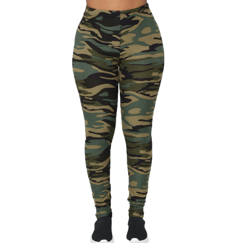 Damen Camouflage Fitness-Leggings im hochtaillierten Schnitt WW