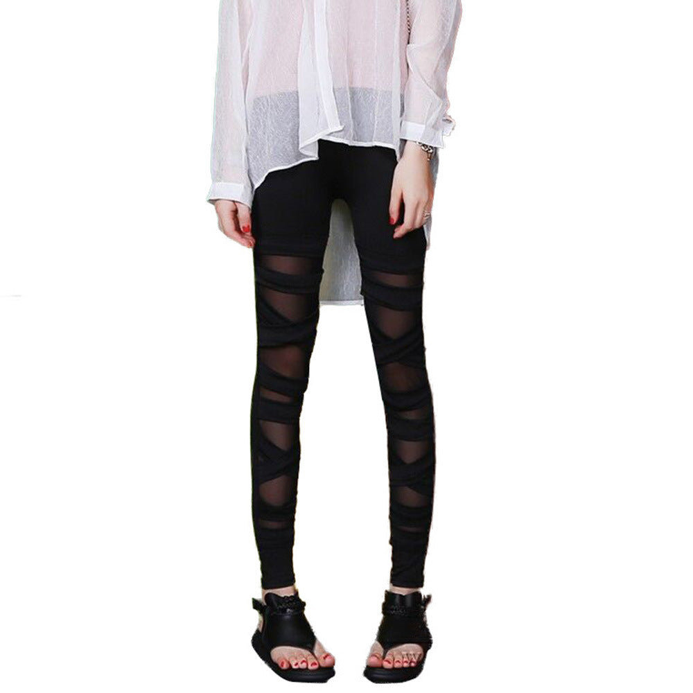 Damen Modische Leggings mit transparenten Einsätzen und einzigartigem Schnitt WW