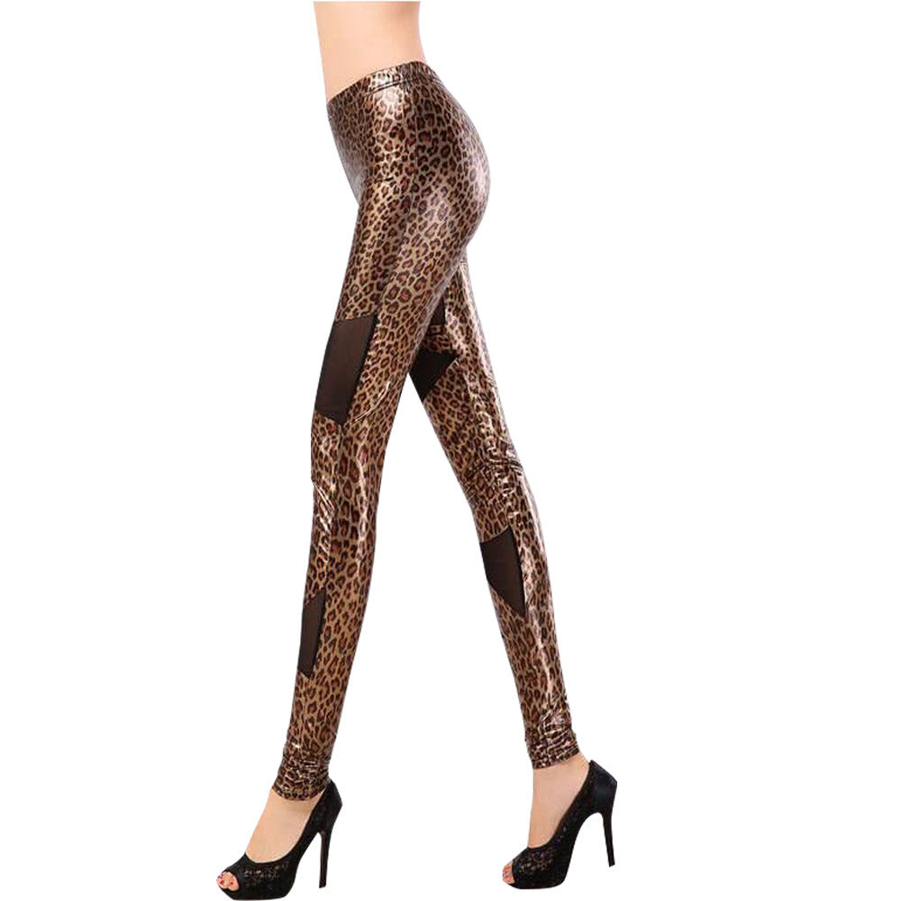 Damen Hochentwickelte Leggings mit Animal-Print und transparenten Einsätzen WW