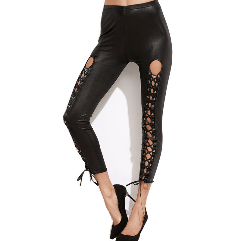 Damen Leggings mit innovativem Cut-Out und verstellbarem Schnürdesign WW