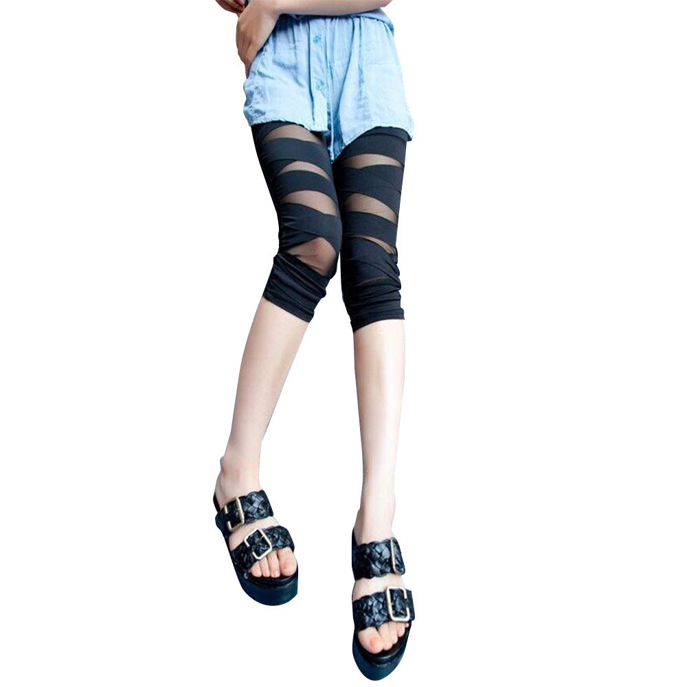 Damen Leggings mit innovativem Twist-Design und transparenten Einsätzen WW