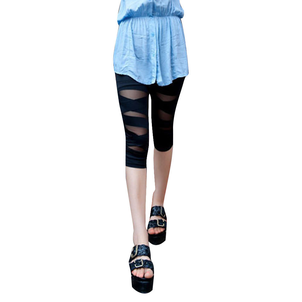 Damen Leggings mit innovativem Twist-Design und transparenten Einsätzen WW