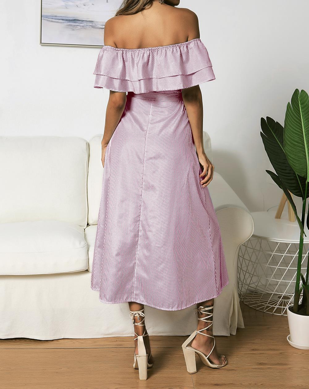 Damen Maxikleid mit Off-Shoulder-Ausschnitt und knöpfbarem Detail WW