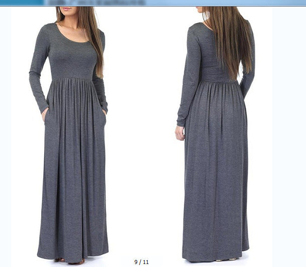 Damen Alltagstaugliches Maxikleid mit praktischen Taschen und fließendem Schnitt WW