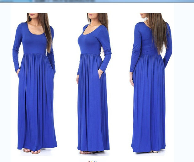 Damen Alltagstaugliches Maxikleid mit praktischen Taschen und fließendem Schnitt WW