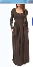 Damen Alltagstaugliches Maxikleid mit praktischen Taschen und fließendem Schnitt WW