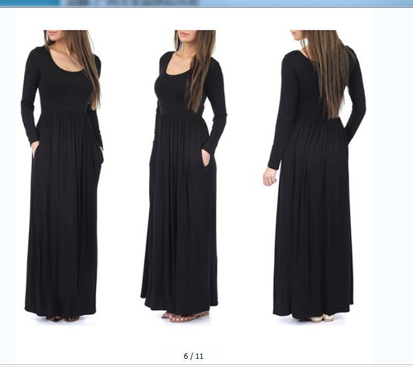 Damen Alltagstaugliches Maxikleid mit praktischen Taschen und fließendem Schnitt WW