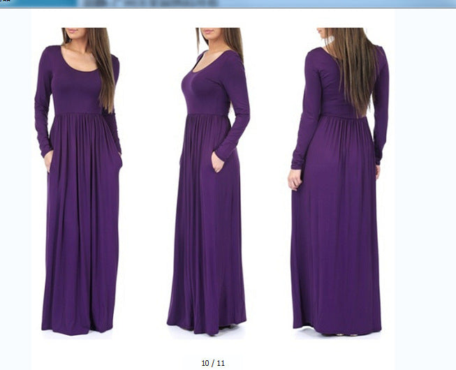 Damen Alltagstaugliches Maxikleid mit praktischen Taschen und fließendem Schnitt WW