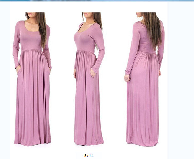 Damen Alltagstaugliches Maxikleid mit praktischen Taschen und fließendem Schnitt WW