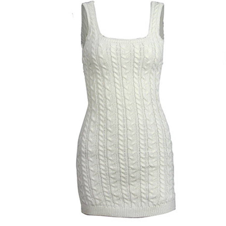 Damen Strickkleid mit modernem Lochmuster und raffiniertem Ausschnitt WW