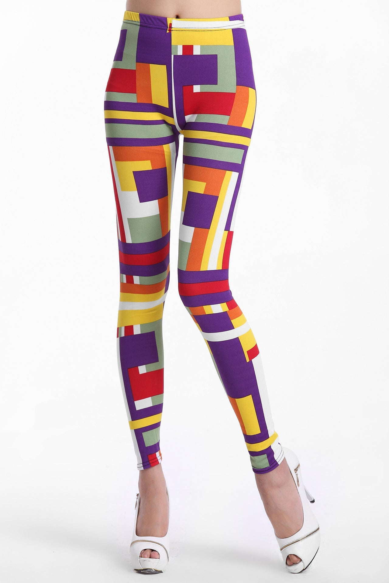 Damen Leggings mit floralem Design und hohem Bund WW