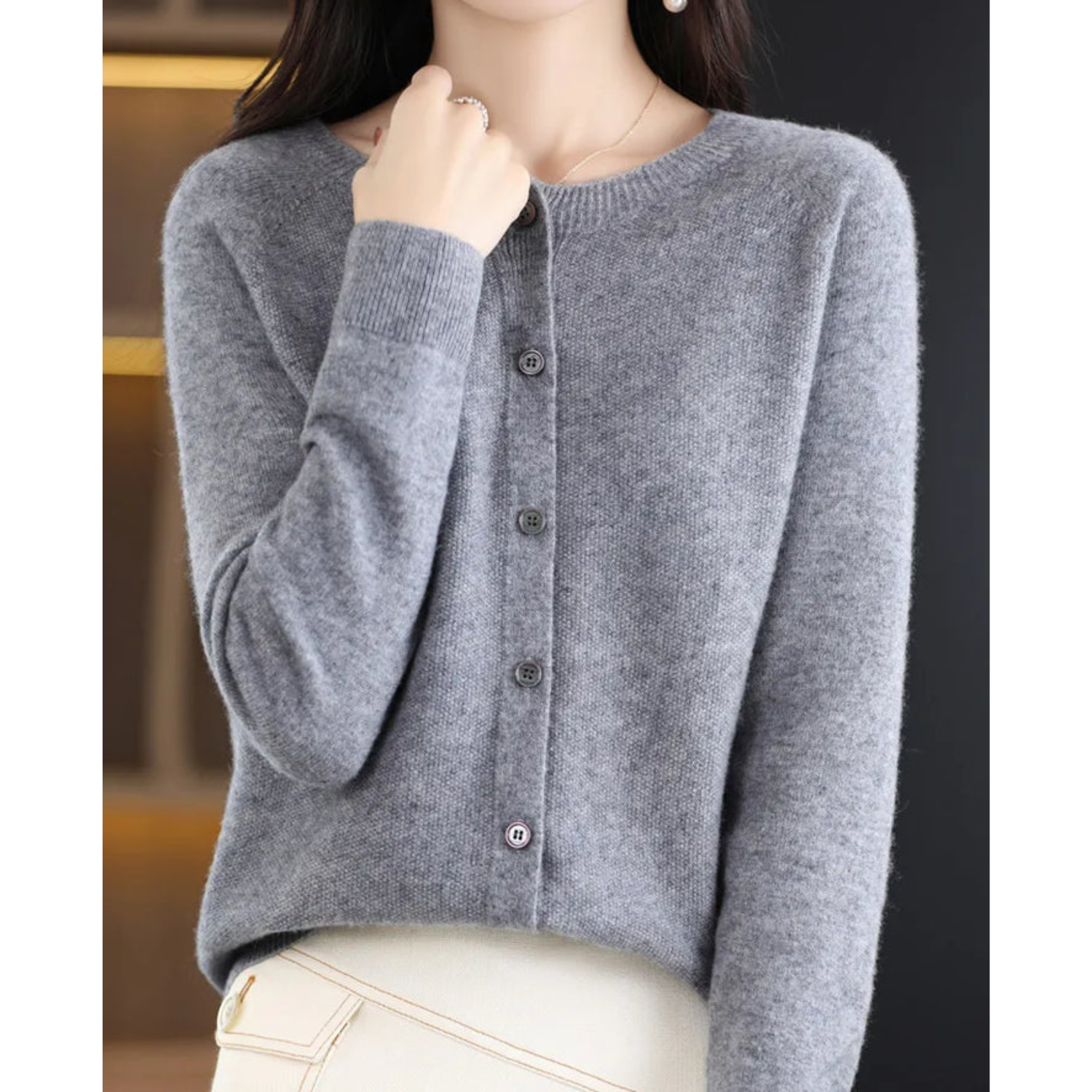 WW Damen Rundhals Cardigan Pullover