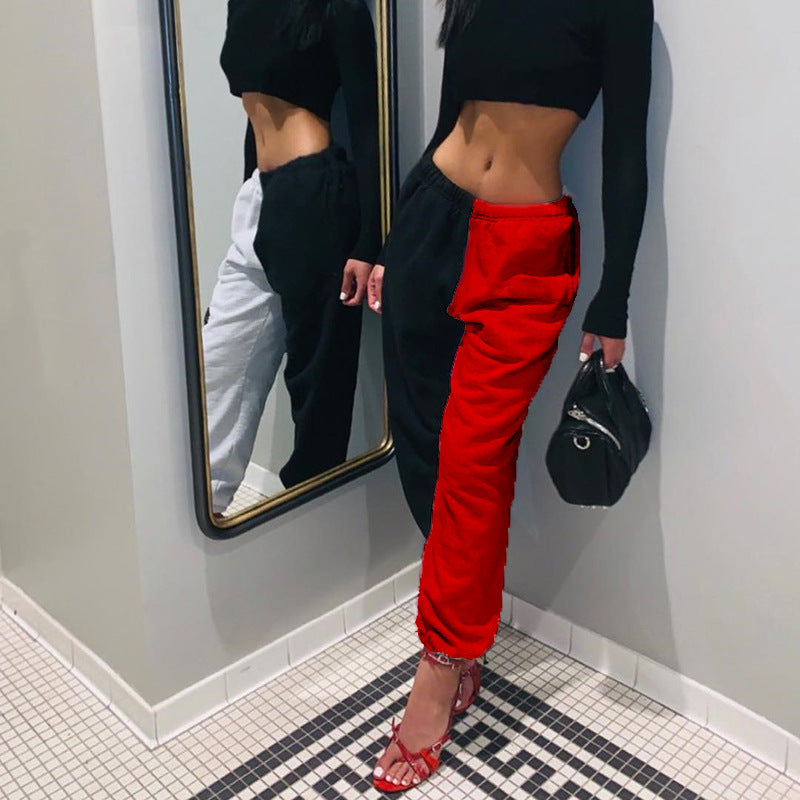Damen Modische Jogginghose mit asymmetrischem Design und elastischem Bund WW