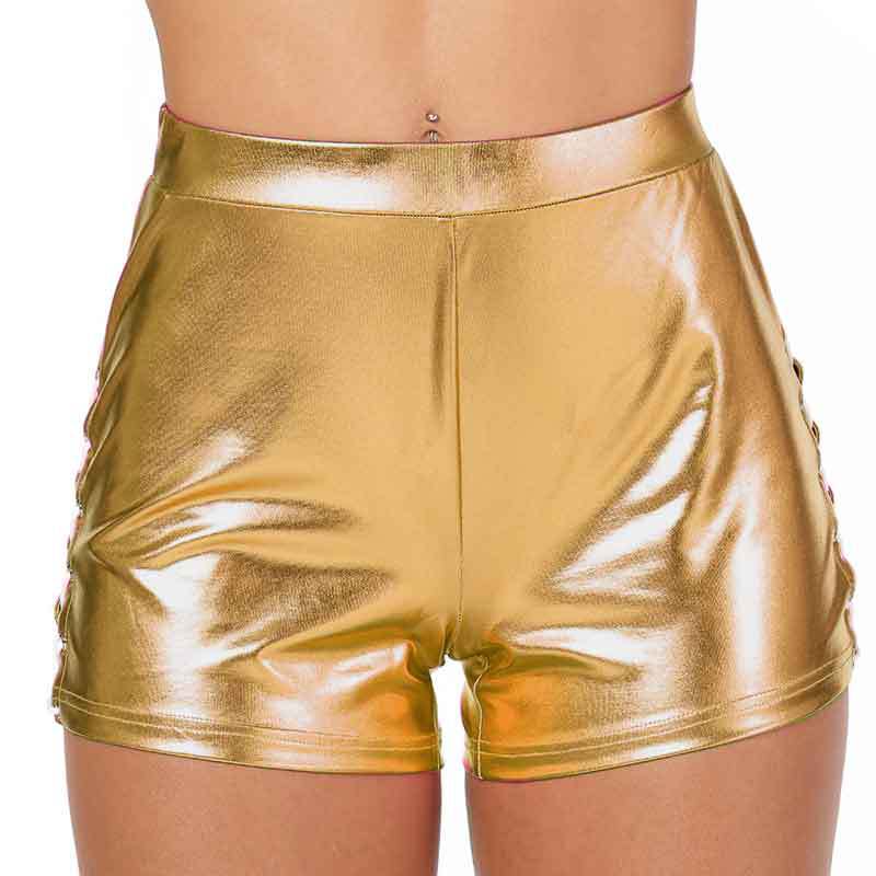 Damen Glänzende High-Waist Shorts WW
