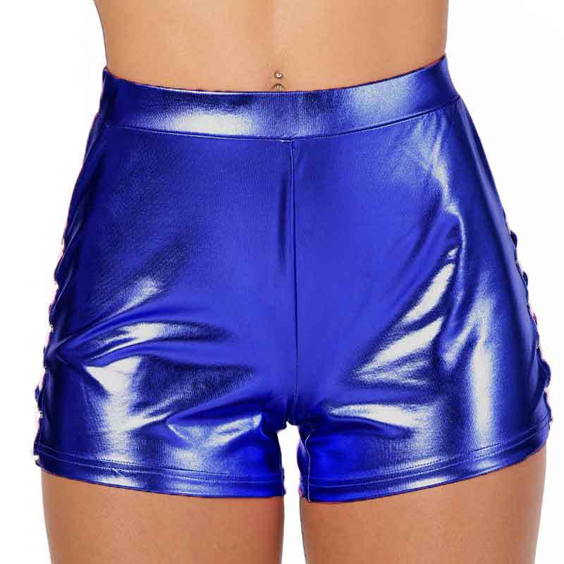 Damen Glänzende High-Waist Shorts WW
