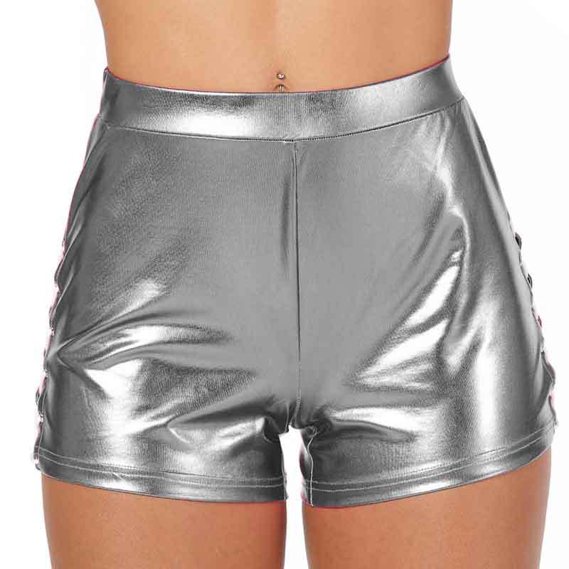 Damen Glänzende High-Waist Shorts WW