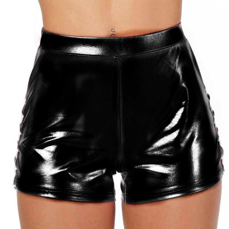Damen Glänzende High-Waist Shorts WW