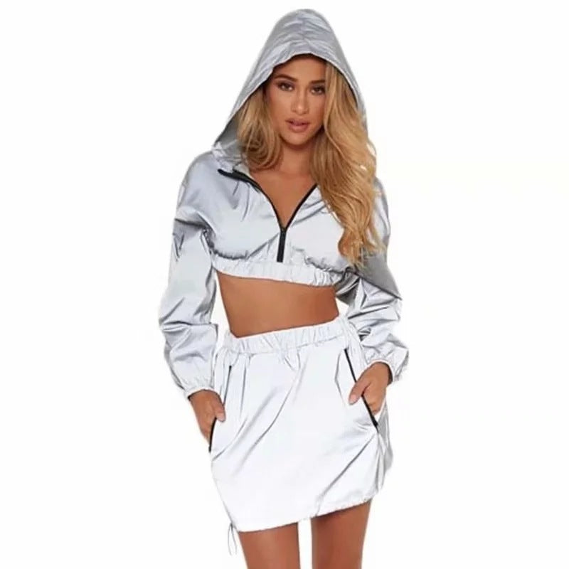 Damen sportliches cropped Outdoor-Set mit praktischen Reißverschlusstaschen WW