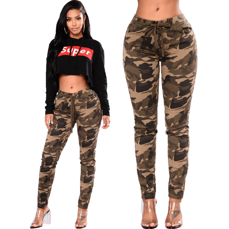 Damen Modische Cargohose mit seitlichen Taschen und verstellbarem Bund WW