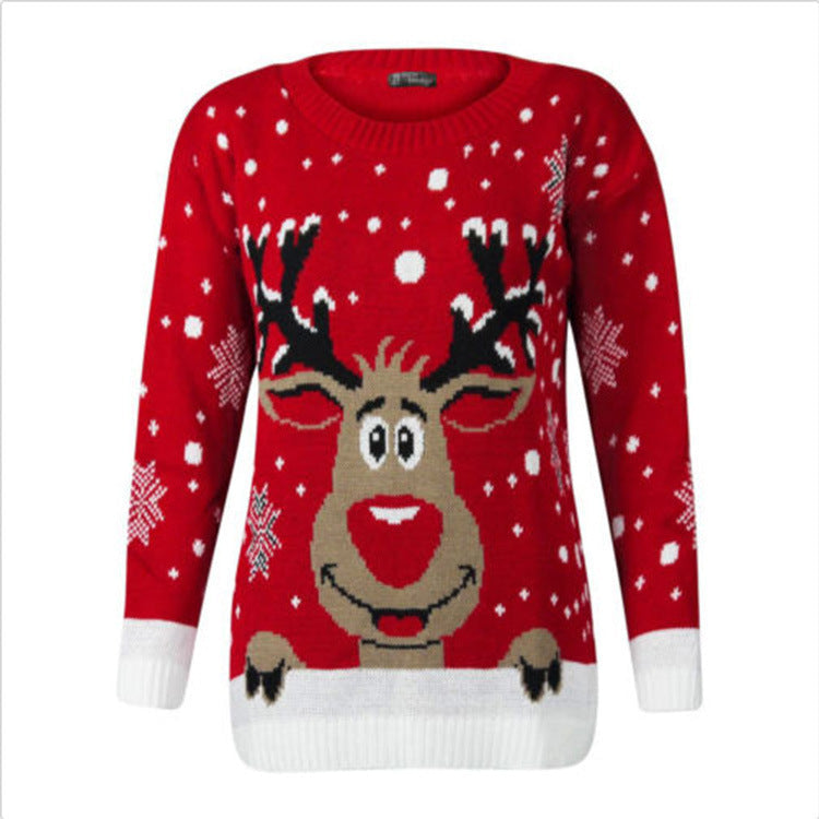 Damen Weihnachts-Pullover mit festlichem Rentierdesign und extralanger Passform WW