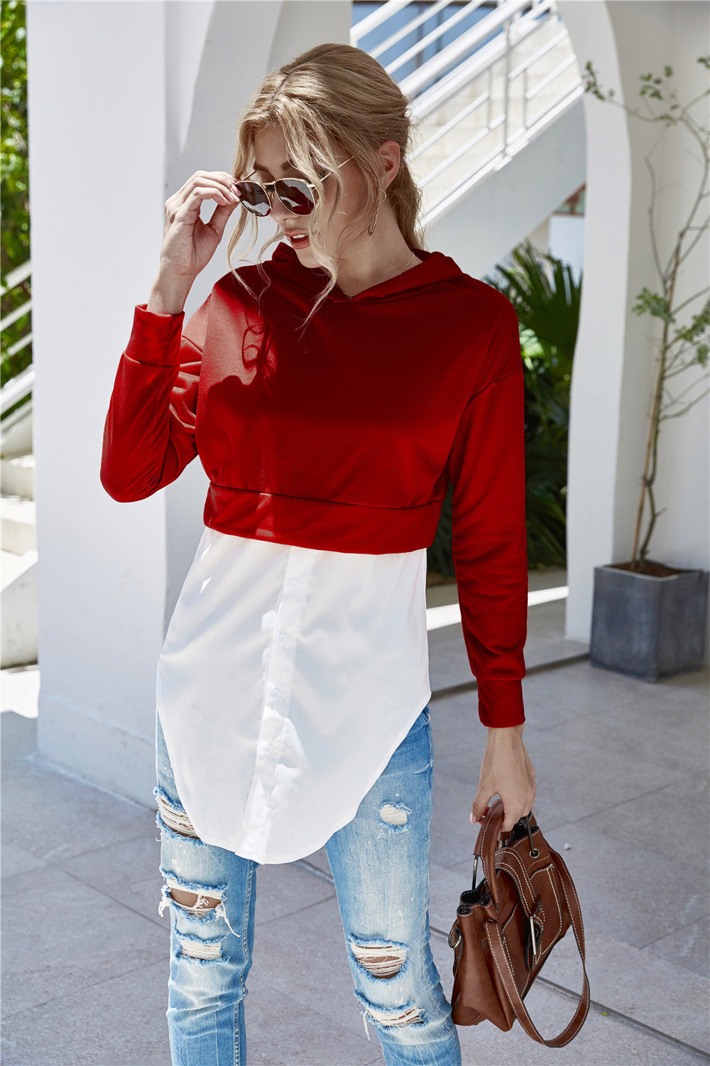 Damen Modischer Longpulli mit Hemddetails WW