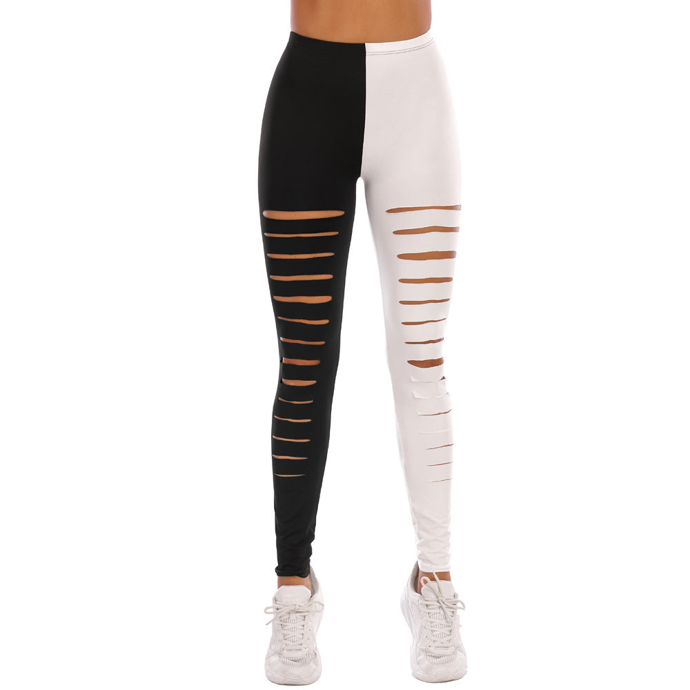 Damen Leggings mit modischem Riss-Design WW