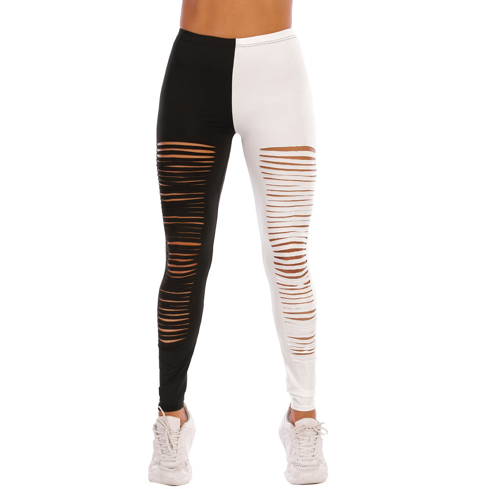 Damen Leggings mit modischem Riss-Design WW
