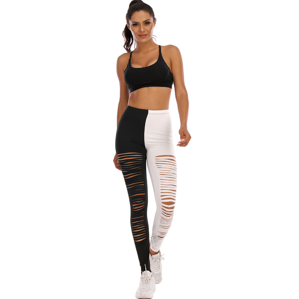Damen Leggings mit modischem Riss-Design WW
