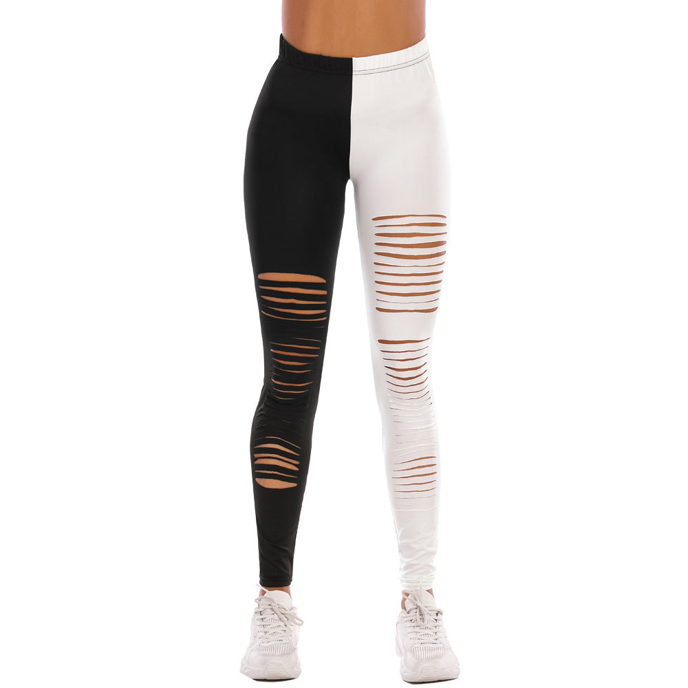 Damen Leggings mit modischem Riss-Design WW