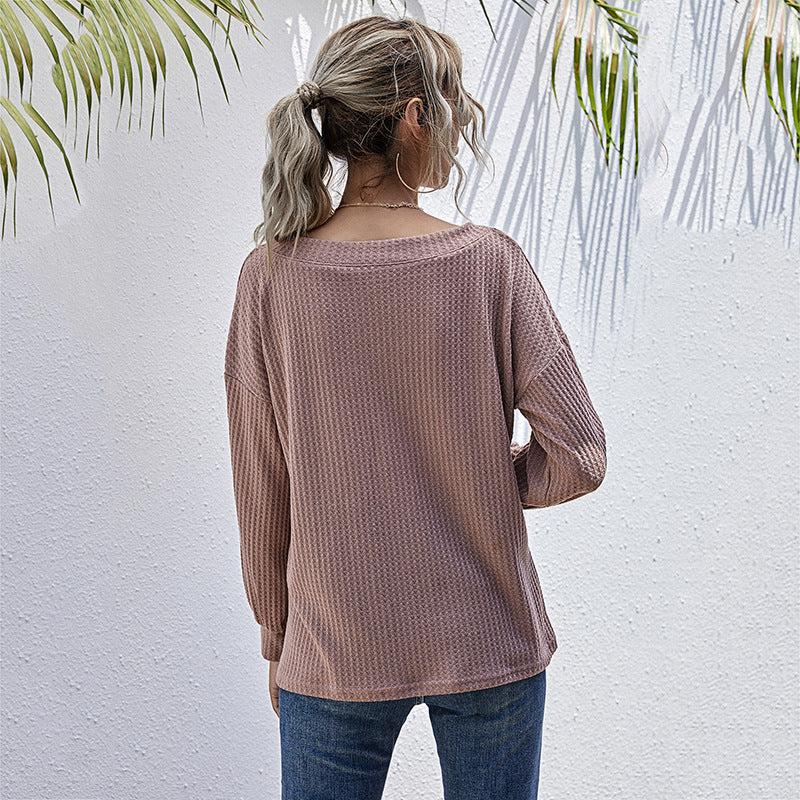 Damen lässiger V-Ausschnitt Pullover mit oversized Schnitt WW