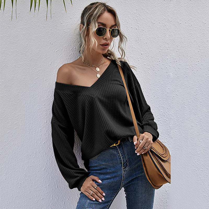Damen lässiger V-Ausschnitt Pullover mit oversized Schnitt WW