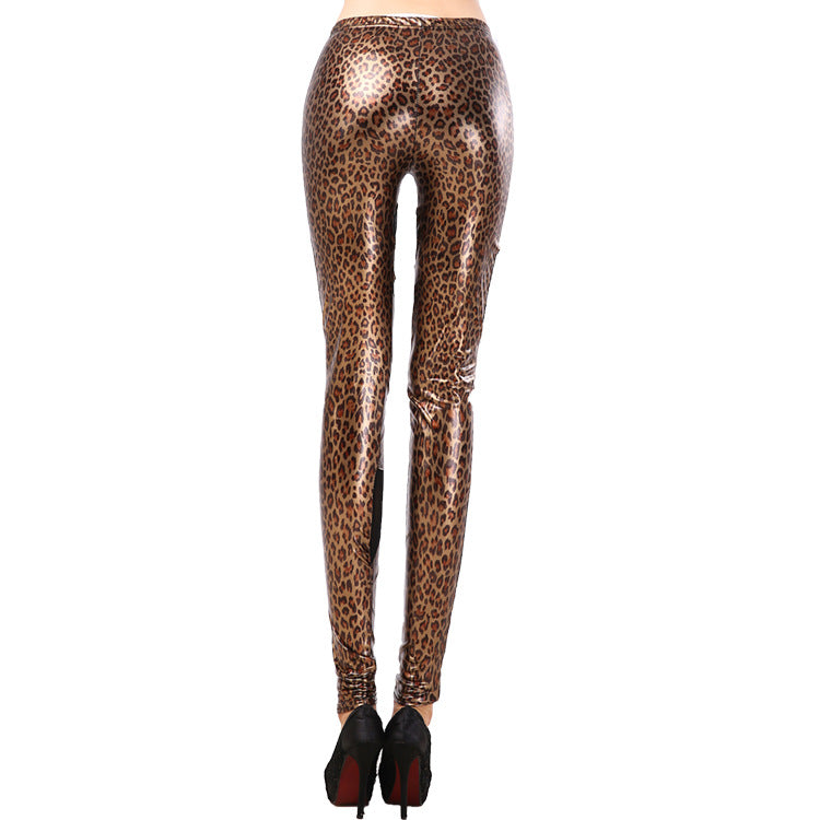 Damen Hochentwickelte Leggings mit Animal-Print und transparenten Einsätzen WW