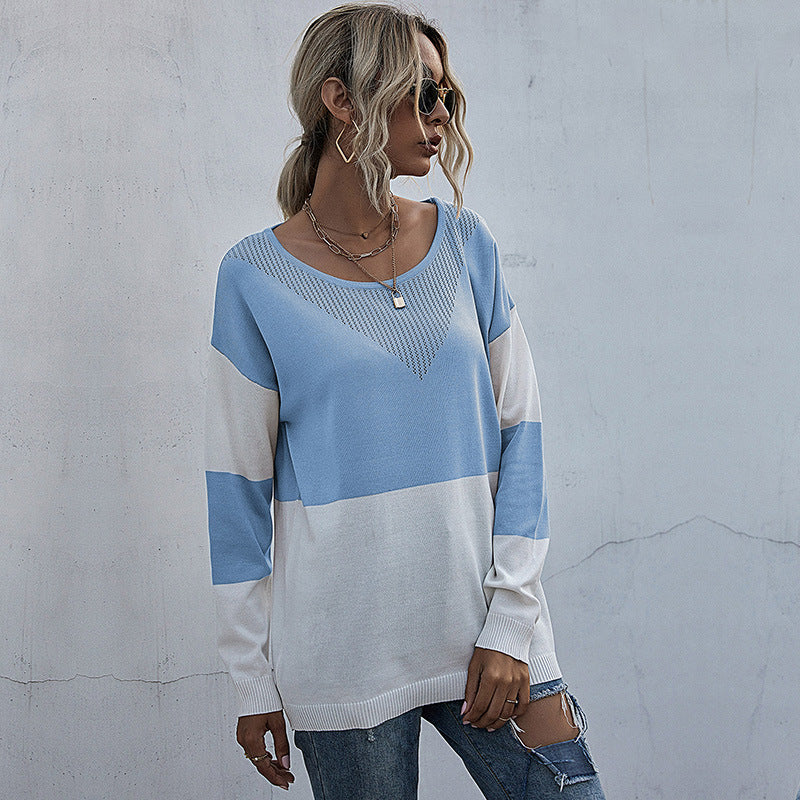 Damen Strickpullover mit modischem V-Ausschnitt und strukturiertem Muster WW