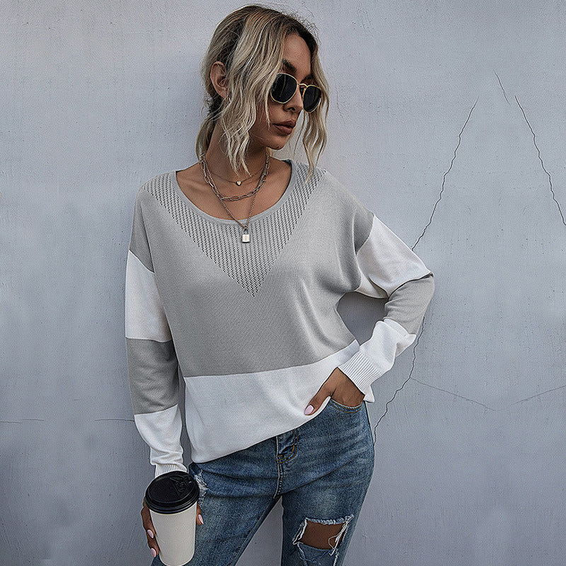 Damen Strickpullover mit modischem V-Ausschnitt und strukturiertem Muster WW