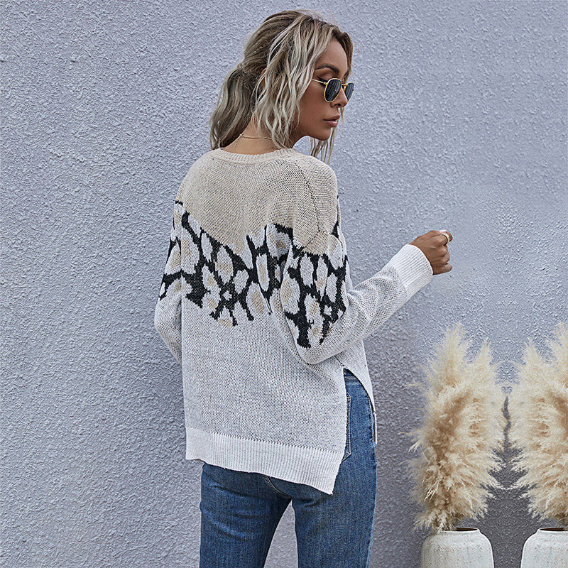 Damen stylischer Strickpullover mit einzigartigem Muster und weiten Ärmeln WW