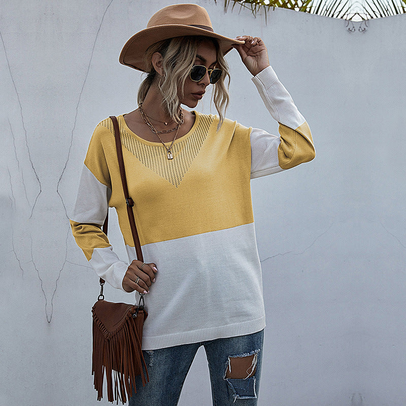 Damen Strickpullover mit modischem V-Ausschnitt und strukturiertem Muster WW