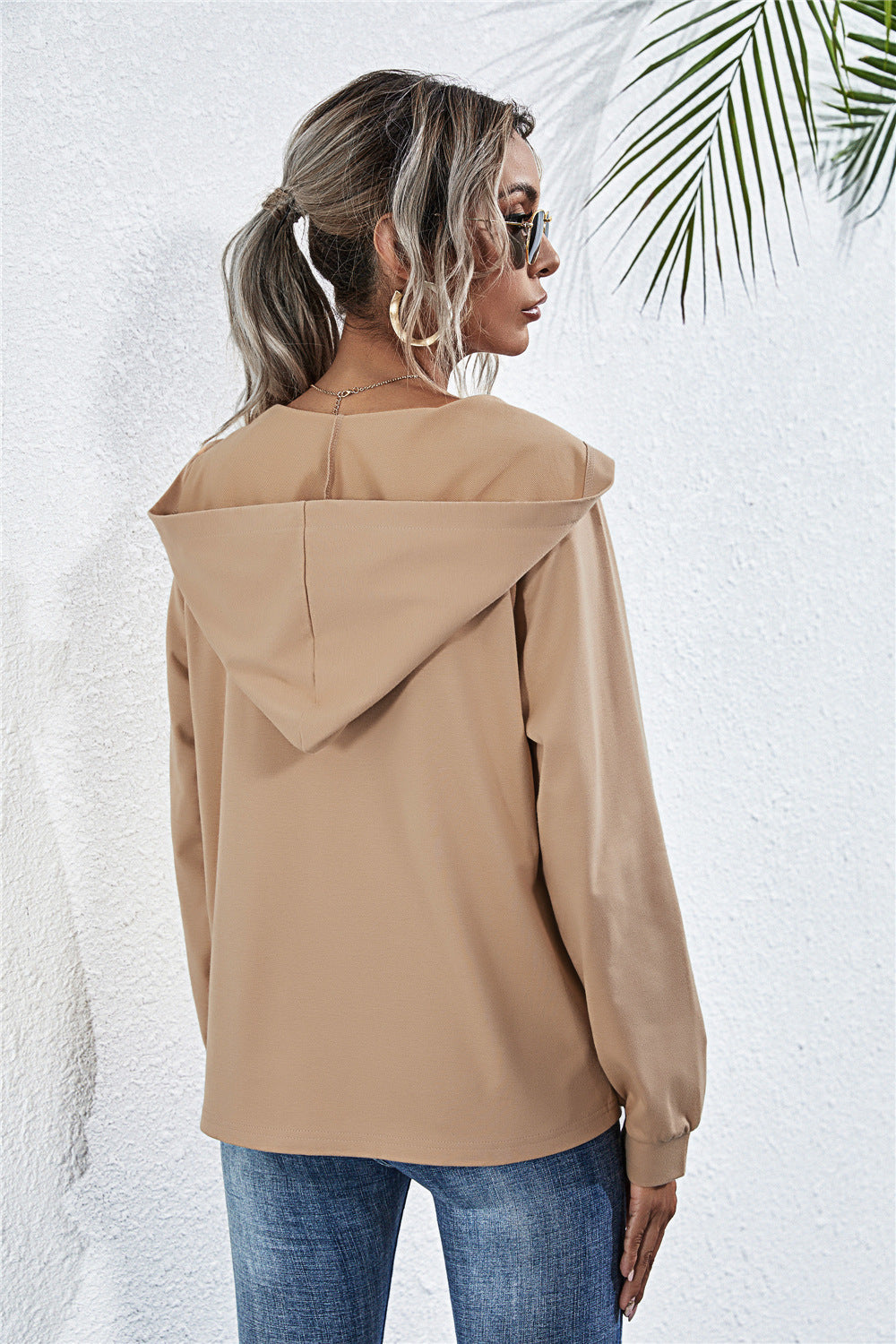 Damen Sportliche Kapuzenbluse WW