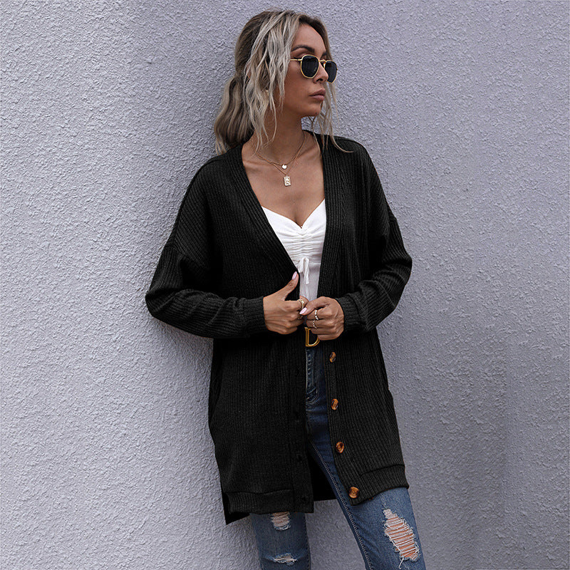 Damen Strickjacke mit geripptem Design und praktischen Taschen WW