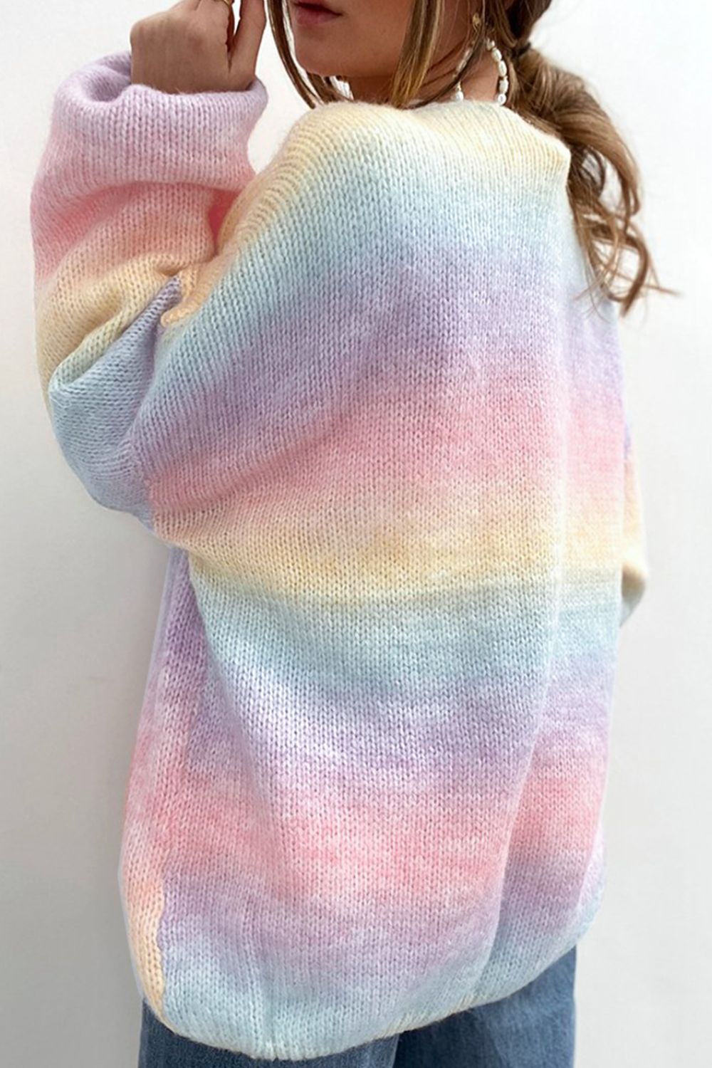 WW | Gradient Offene Vorderseite Fallendes Schulter Cardigan