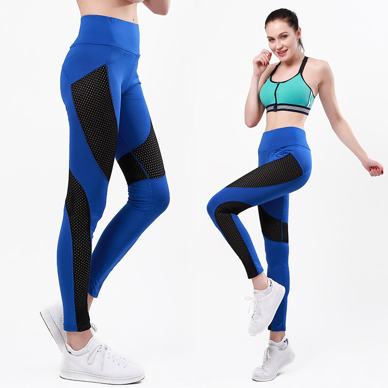 Damen Sportliche Leggings mit atmungsaktiven Mesh-Einsätzen und hohem Bund WW