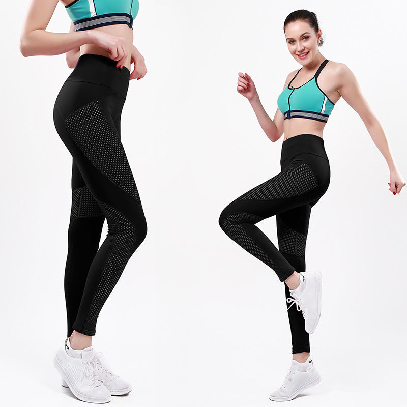Damen Sportliche Leggings mit atmungsaktiven Mesh-Einsätzen und hohem Bund WW
