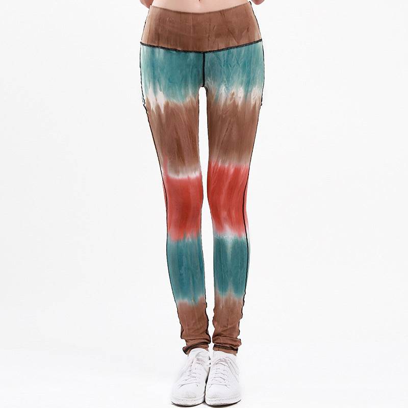 Damen Sportleggings mit hohem Bund und einzigartigem Batikmuster WW
