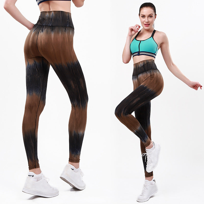 Damen Sportleggings mit hohem Bund und einzigartigem Batikmuster WW