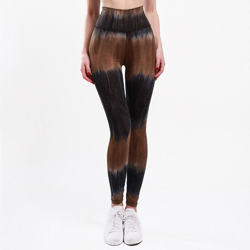 Damen Sportleggings mit hohem Bund und einzigartigem Batikmuster WW