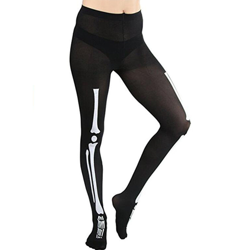 Damen Leggings mit attraktivem Skelettdesign WW