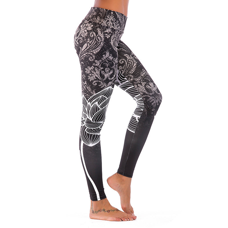 Damen Sportleggings mit hoch sitzendem Bund und stilvollem geometrischen Design WW