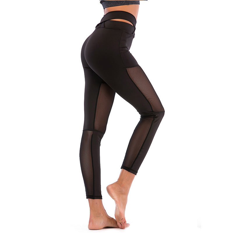 Damen Sportliches High-Waist Leggings-Set mit Mesh-Einsätzen WW