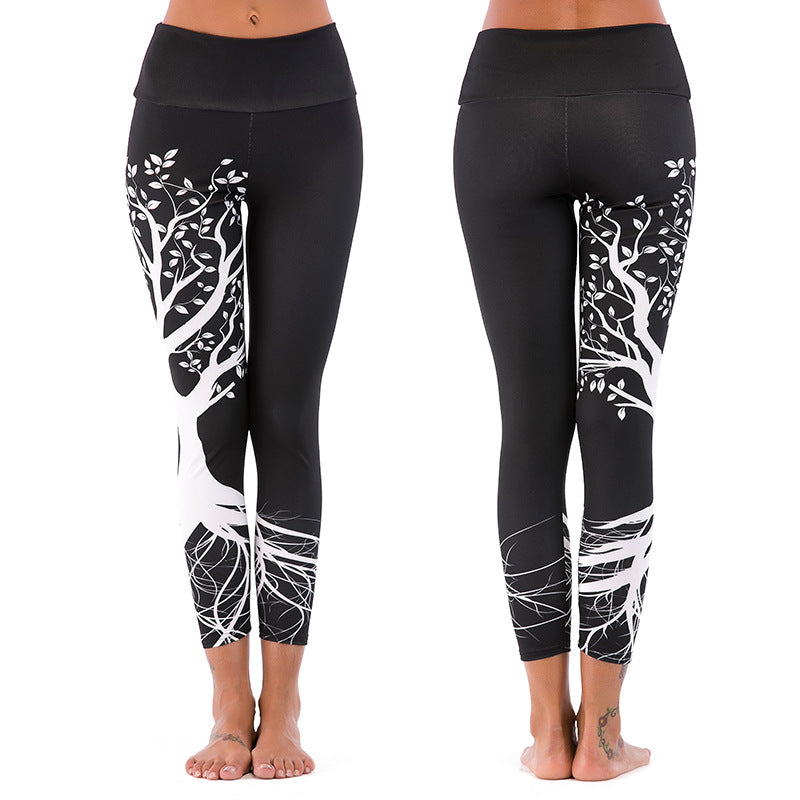 Damen Sportleggings mit hoch sitzendem Bund und stilvollem geometrischen Design WW