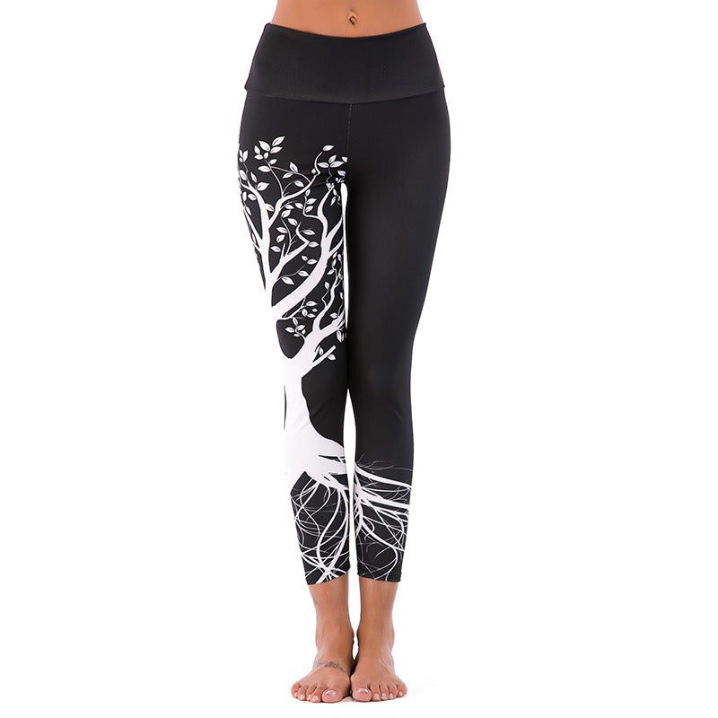 Damen Sportleggings mit hoch sitzendem Bund und stilvollem geometrischen Design WW